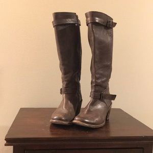 Tall, chocolate, Frye boots.